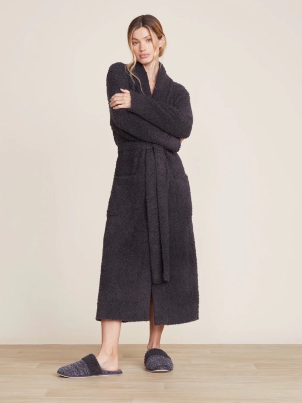 BAREFOOT DREAMS Cozy Chic Long Robe Size 2 (Med-Large) Grey Loungewear